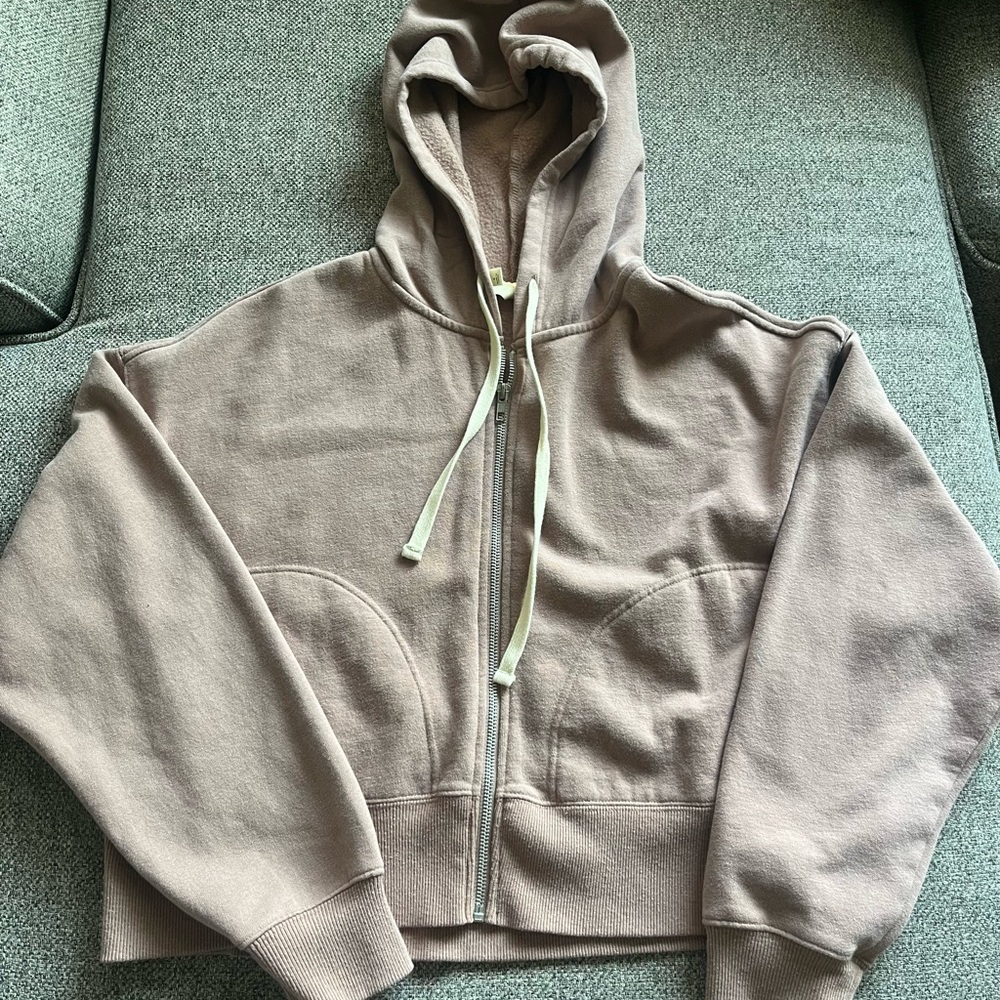Pacsun Light Tan/Pink Zip-Up Hoodie